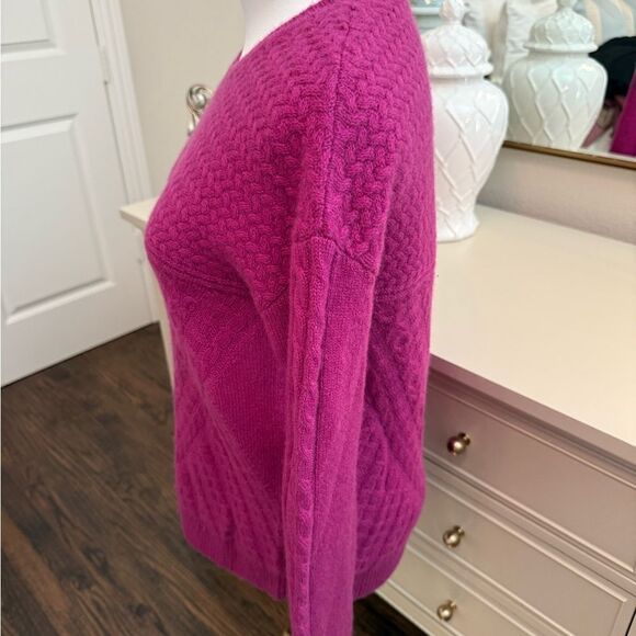 Neiman Marcus Cashmere Mixed Cable-knit Sweater In Ultraviolet-BB9 - Picture 4 of 5